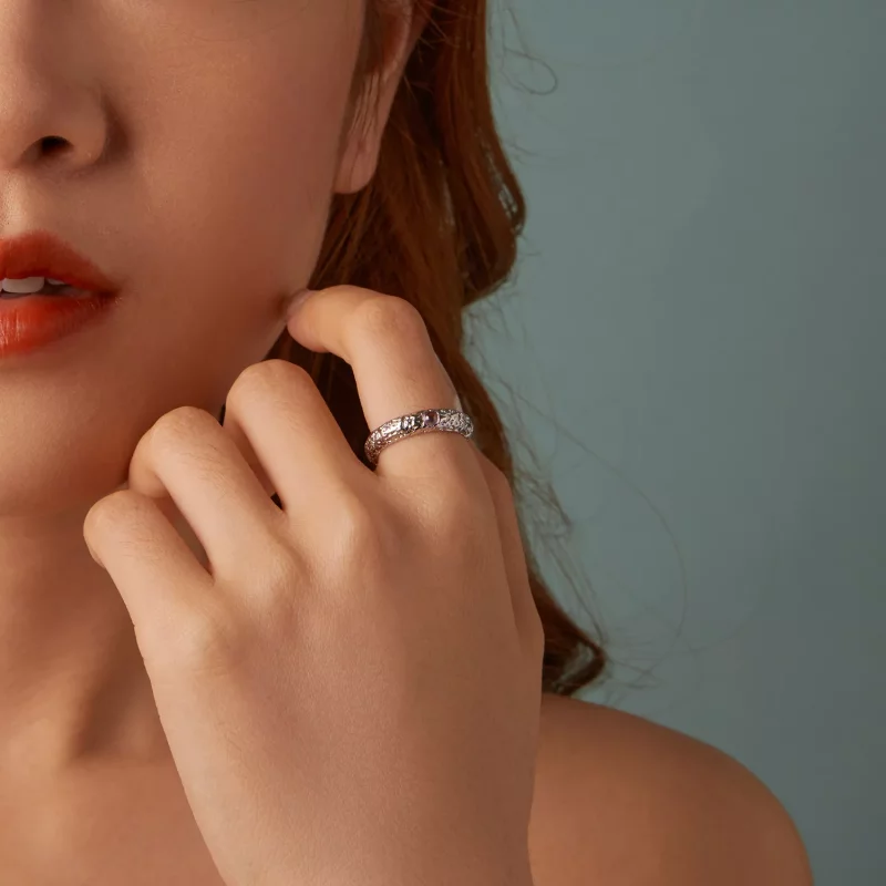 (imagen para) Anillo ancho texturizado estilo PANDORA - BSR604 - Ver 10