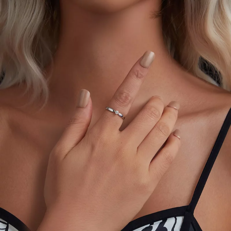 (imagen para) Anillo brillante exquisito estilo PANDORA (un certificado) - MSR062 - Ver 5