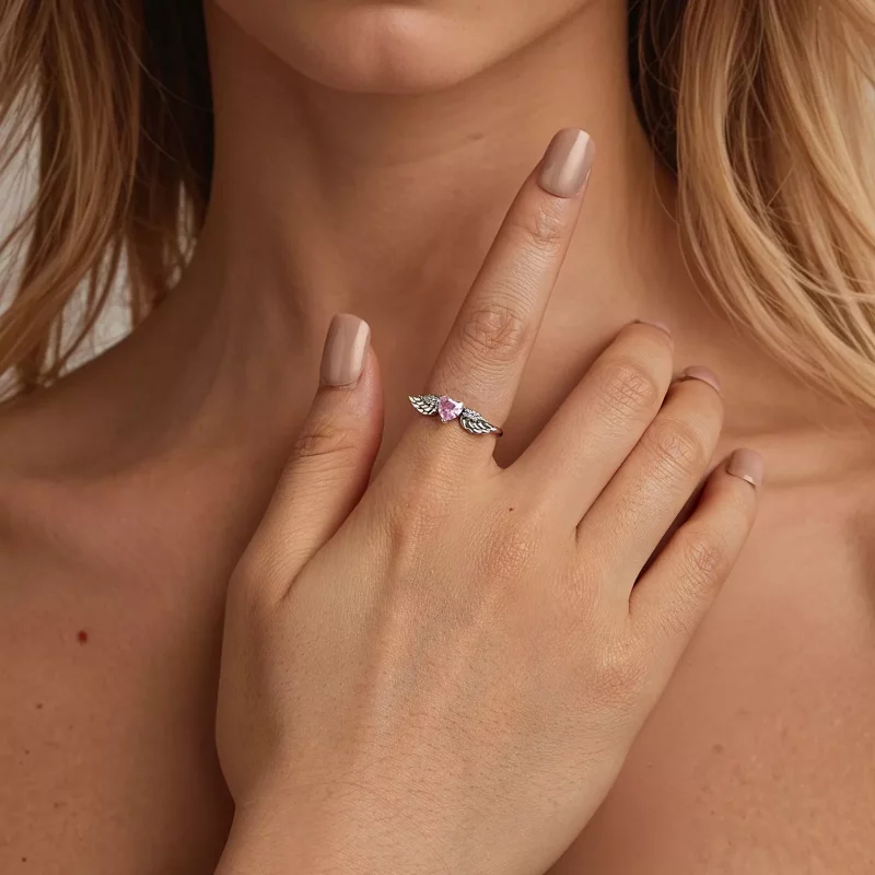 (imagen para) Anillo con alas de corazón estilo PANDORA - SCR874 - Ver 2