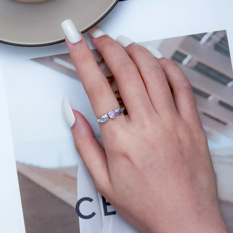 (imagen para) Anillo con alas de corazón estilo PANDORA - SCR874 - Ver 6