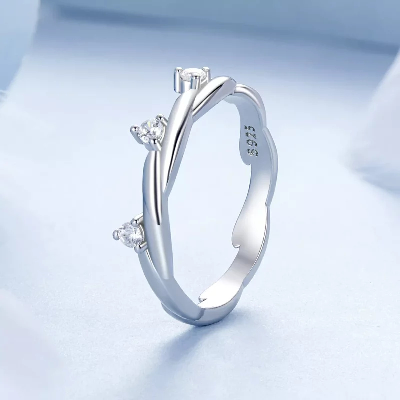 (imagen para) Anillo con cordón de botón sencillo estilo PANDORA - BSR586 - Ver 2