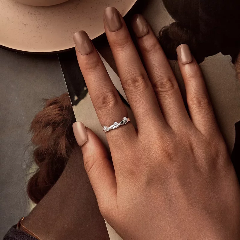 (imagen para) Anillo con cordón de botón sencillo estilo PANDORA - BSR586 - Ver 5