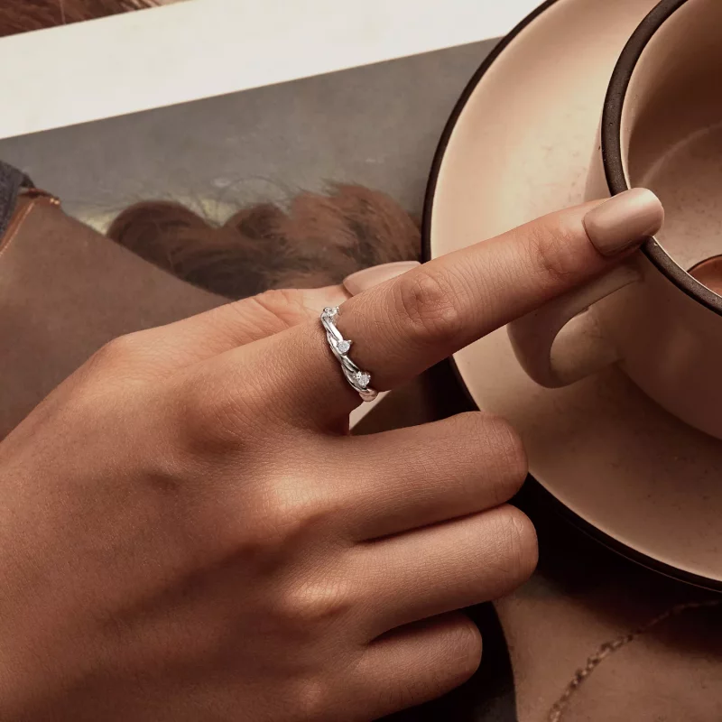 (imagen para) Anillo con cordón de botón sencillo estilo PANDORA - BSR586 - Ver 6