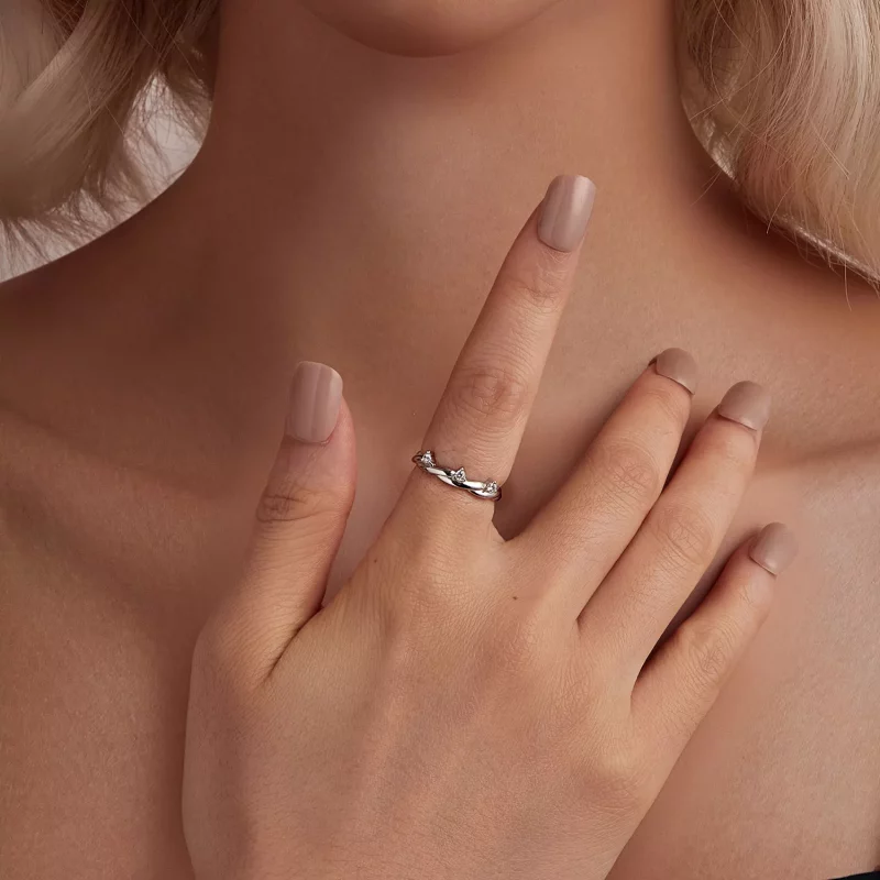 (imagen para) Anillo con cordón de botón sencillo estilo PANDORA - BSR586 - Ver 7
