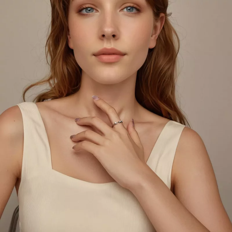 (imagen para) Anillo con cordón de botón sencillo estilo PANDORA - BSR586 - Ver 9