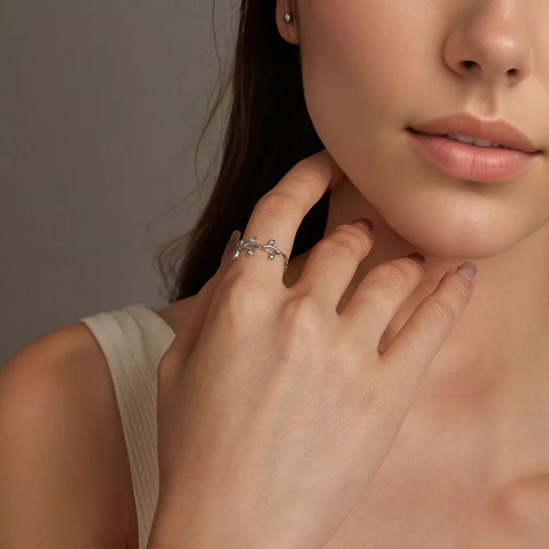 (imagen para) Anillo con forma de hoja estilo PANDORA - BSR581 - Ver 9