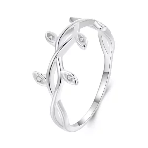 Anillo con forma de hoja estilo PANDORA - BSR581 (imagen para) Anillo con forma de hoja estilo PANDORA - BSR581