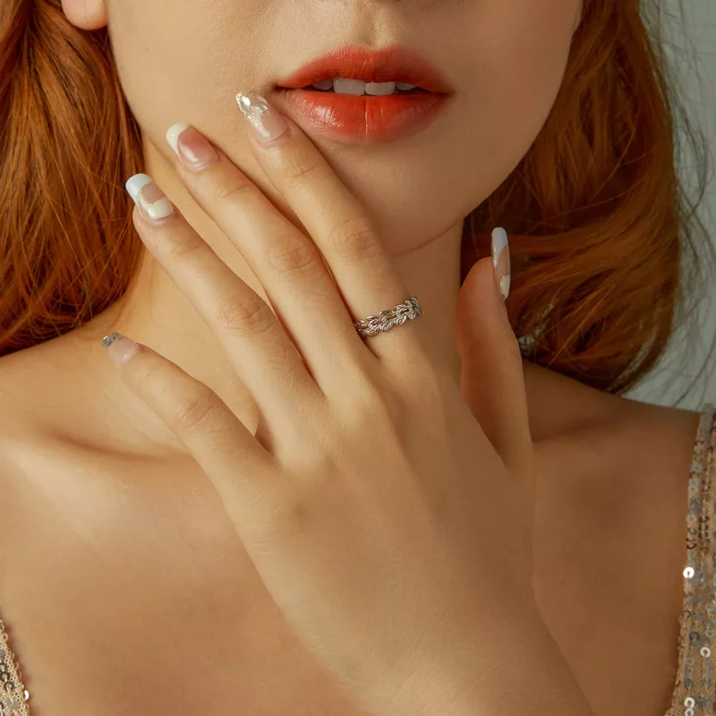 (imagen para) Anillo con forma de hoja estilo PANDORA - BSR600 - Ver 3