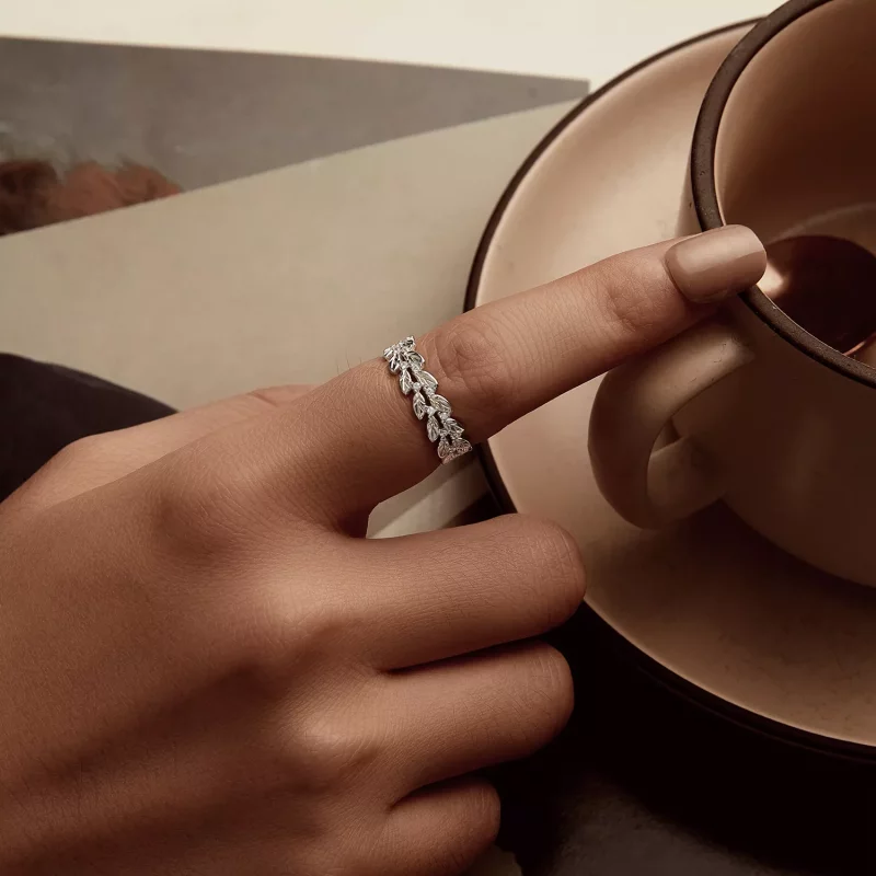 (imagen para) Anillo con forma de hoja estilo PANDORA - BSR600 - Ver 6