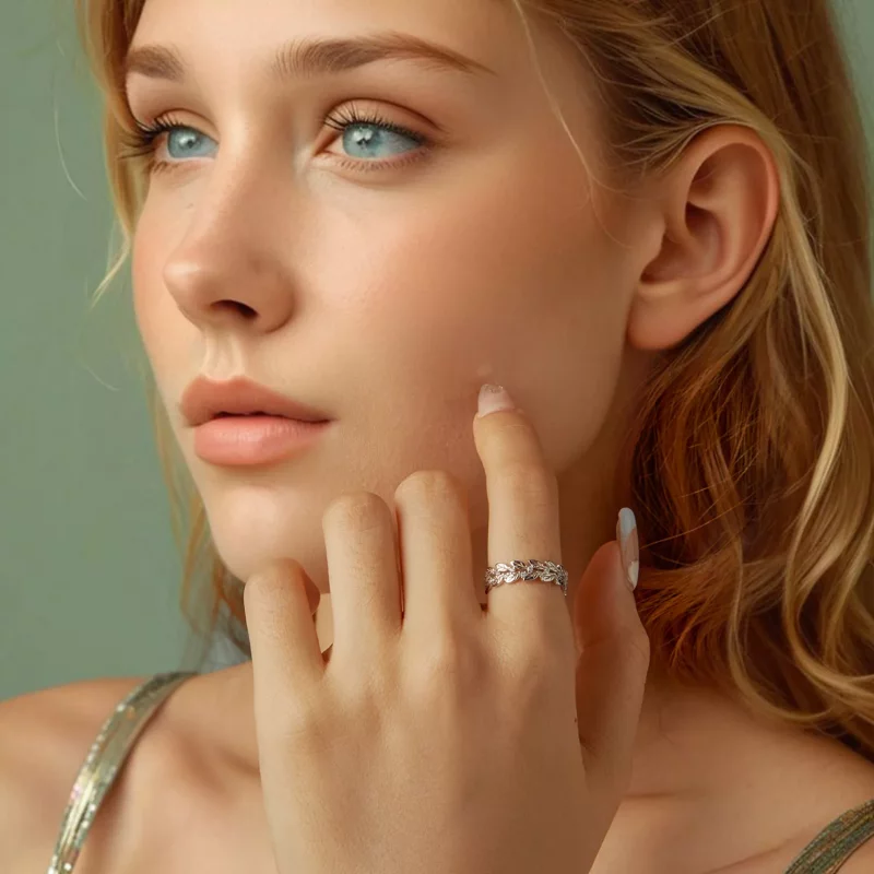 (imagen para) Anillo con forma de hoja estilo PANDORA - BSR600 - Ver 8