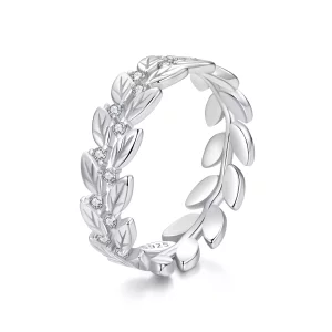 Anillo con forma de hoja estilo PANDORA - BSR600 (imagen para) Anillo con forma de hoja estilo PANDORA - BSR600