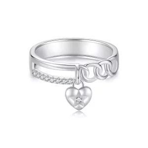 (imagen para) Anillo de cadena doble con forma de corazón estilo PANDORA - BSR572
