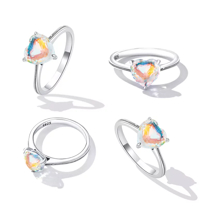 (imagen para) Anillo de corazón colorido estilo PANDORA - BSR252 - Ver 2