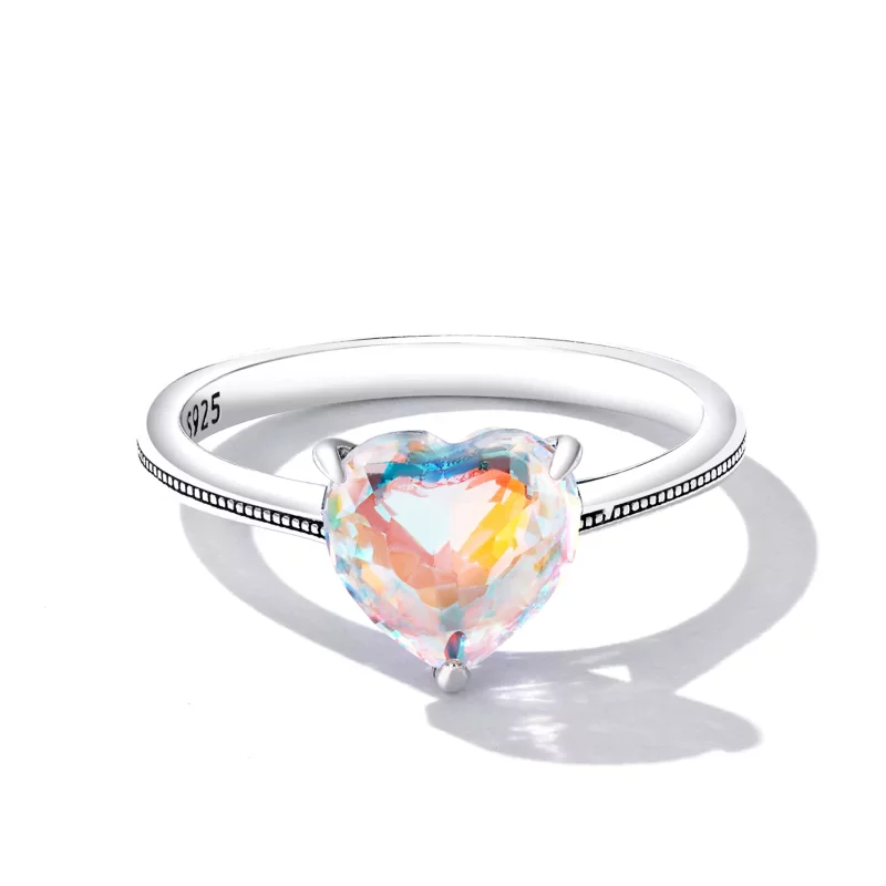(imagen para) Anillo de corazón colorido estilo PANDORA - BSR252 - Ver 3