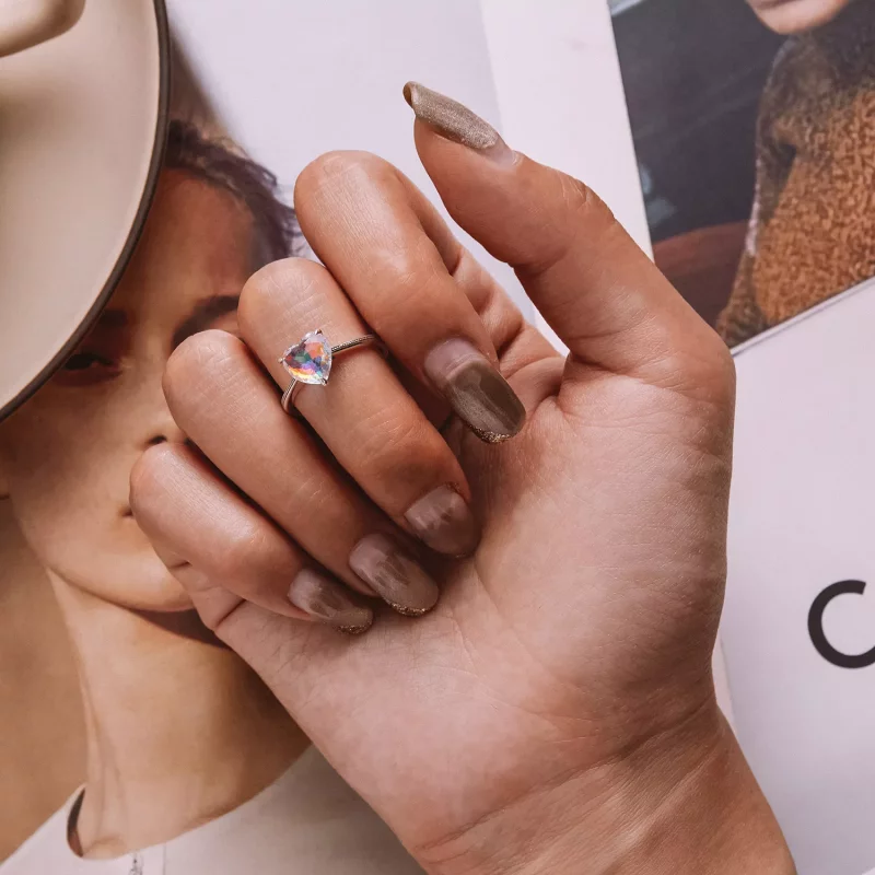 (imagen para) Anillo de corazón colorido estilo PANDORA - BSR252 - Ver 8