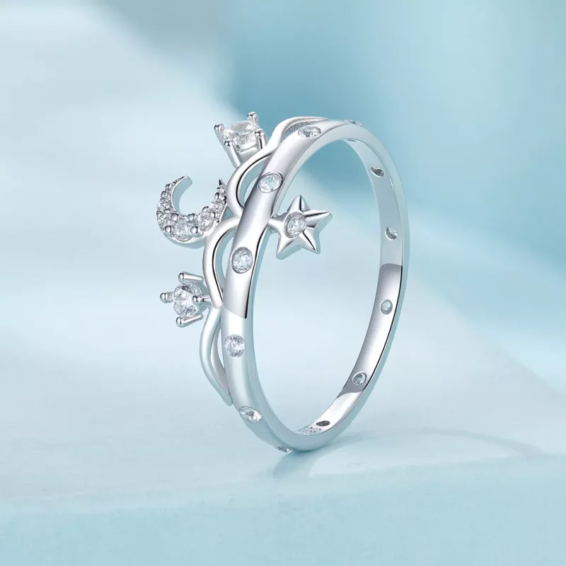 (imagen para) Anillo de estrella y luna estilo PANDORA - SCR1046 - Ver 2