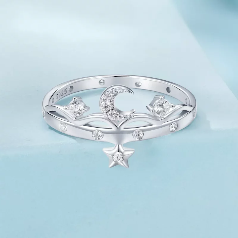 (imagen para) Anillo de estrella y luna estilo PANDORA - SCR1046 - Ver 3