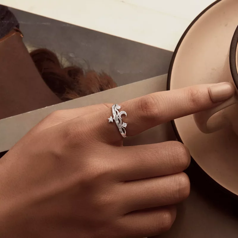 (imagen para) Anillo de estrella y luna estilo PANDORA - SCR1046 - Ver 5