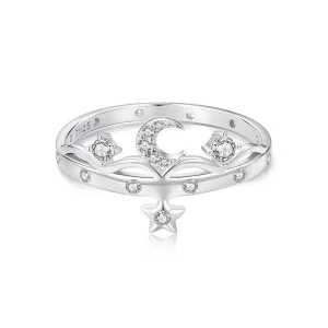 (imagen para) Anillo de estrella y luna estilo PANDORA - SCR1046