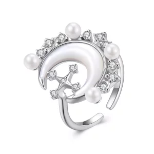 (imagen para) Anillo de media luna estilo PANDORA - YIR243-E