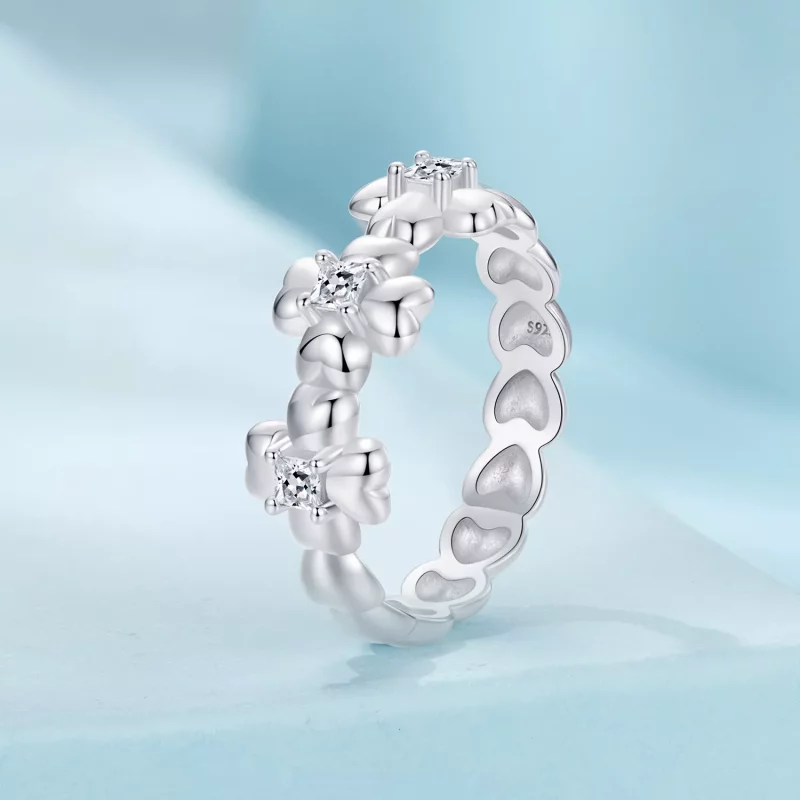 (imagen para) Anillo de trébol de cuatro hojas estilo PANDORA - SCR1045 - Ver 2