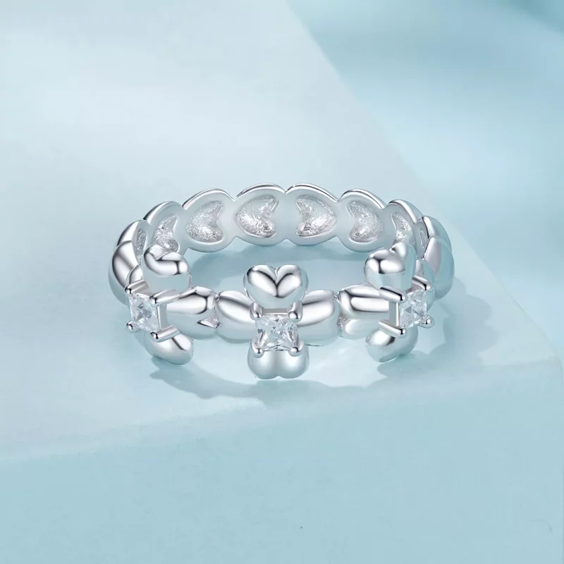 (imagen para) Anillo de trébol de cuatro hojas estilo PANDORA - SCR1045 - Ver 3