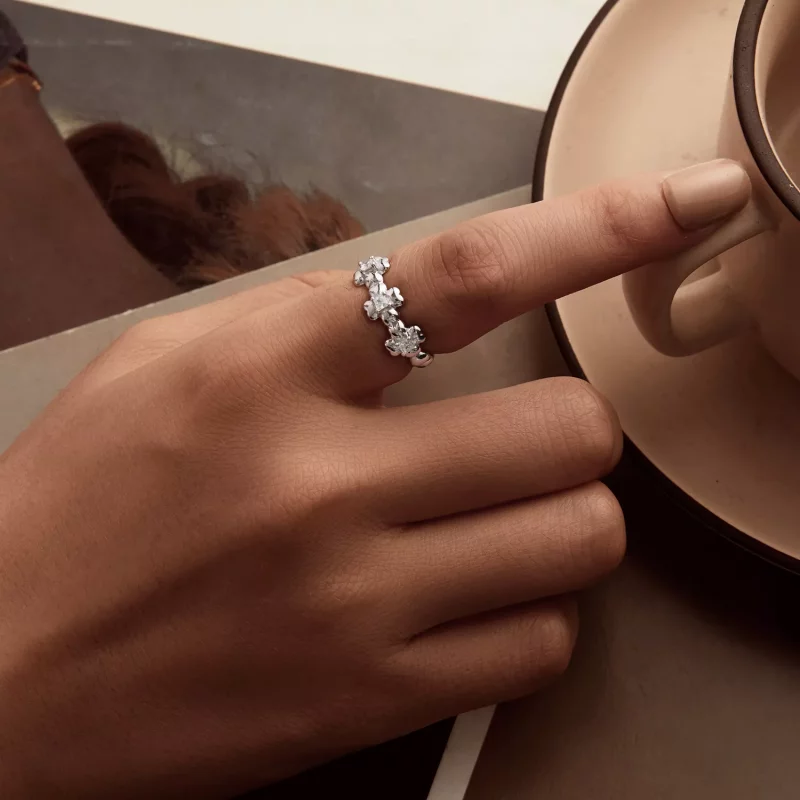 (imagen para) Anillo de trébol de cuatro hojas estilo PANDORA - SCR1045 - Ver 5