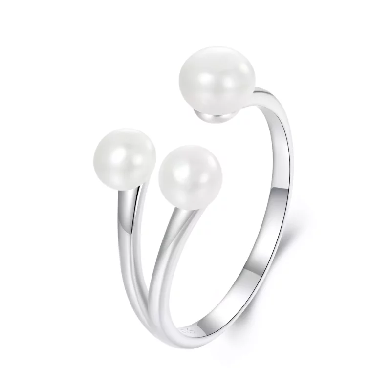 (imagen para) Anillo elegante de perlas estilo PANDORA - BSR574-E