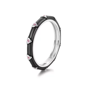 (imagen para) Anillo sencillo con diseño de amor pequeño estilo PANDORA - SCR1056-BK
