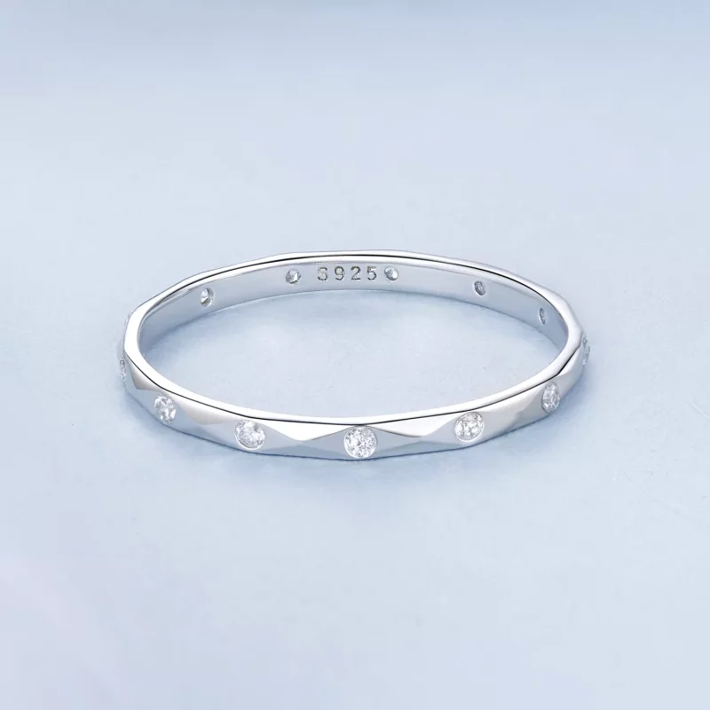 (imagen para) Anillo sencillo pequeño con diamantes brillantes estilo PANDORA - BSR578 - Ver 3