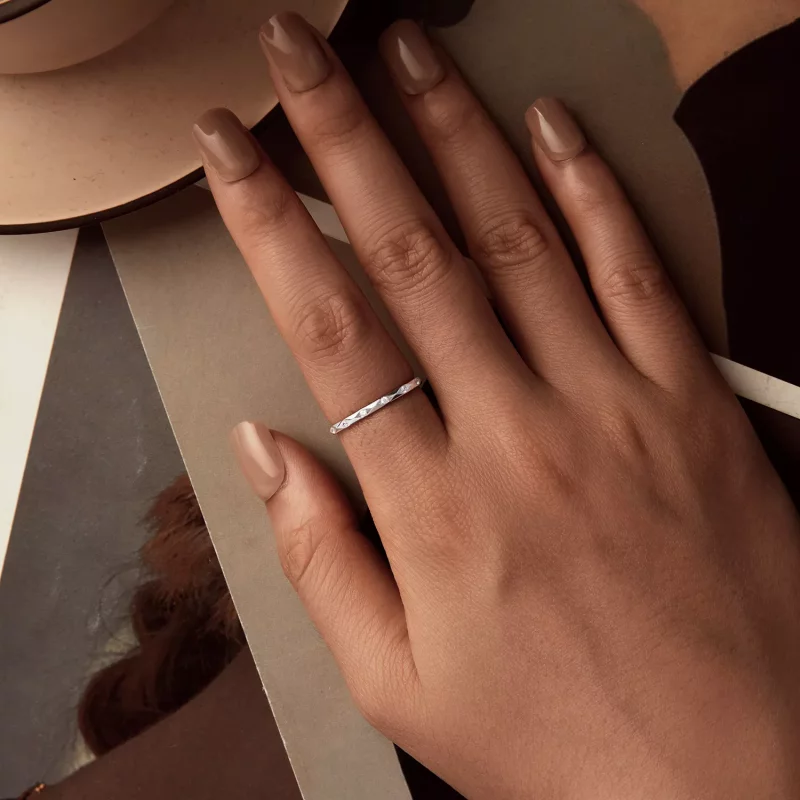 (imagen para) Anillo sencillo pequeño con diamantes brillantes estilo PANDORA - BSR578 - Ver 4