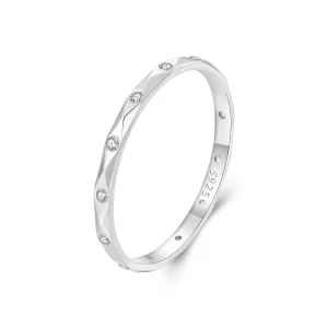 (imagen para) Anillo sencillo pequeño con diamantes brillantes estilo PANDORA - BSR578