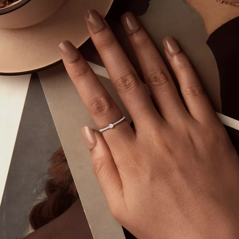 (imagen para) Anillo sencillo pequeño exquisito estilo PANDORA - BSR577 - Ver 4