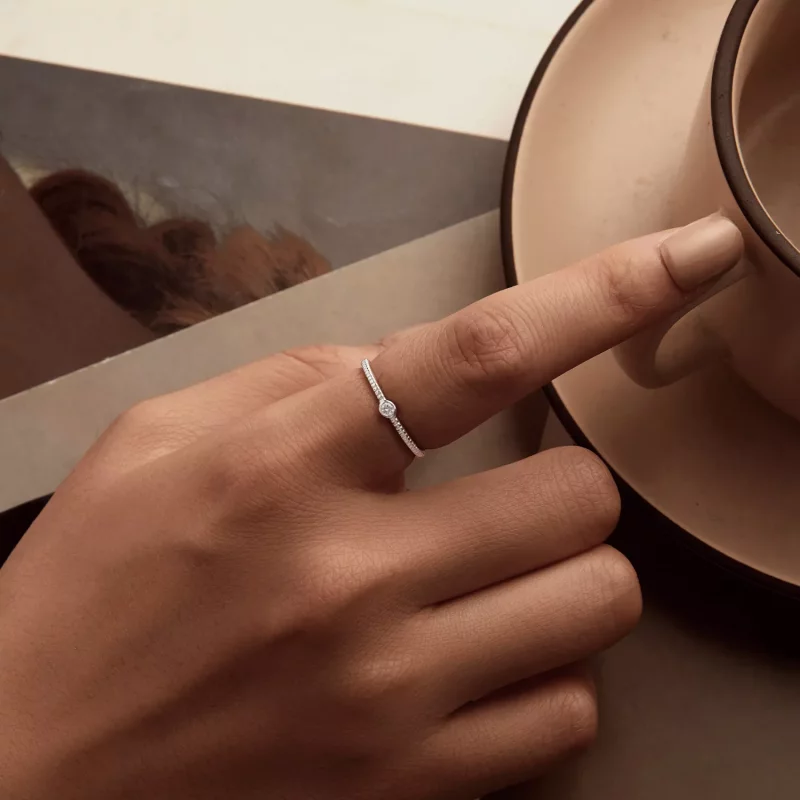 (imagen para) Anillo sencillo pequeño exquisito estilo PANDORA - BSR577 - Ver 5