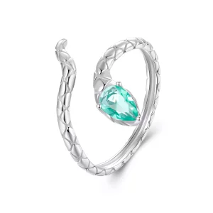 Anillo serpiente verde pequeño estilo PANDORA - SCR1057-E (imagen para) Anillo serpiente verde pequeño estilo PANDORA - SCR1057-E
