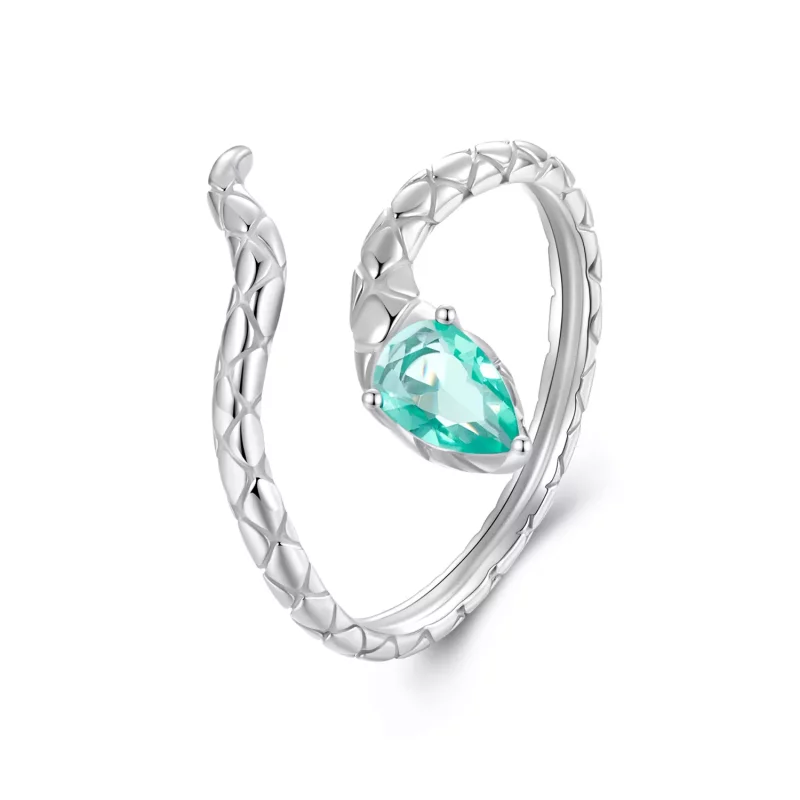(imagen para) Anillo serpiente verde pequeño estilo PANDORA - SCR1057-E
