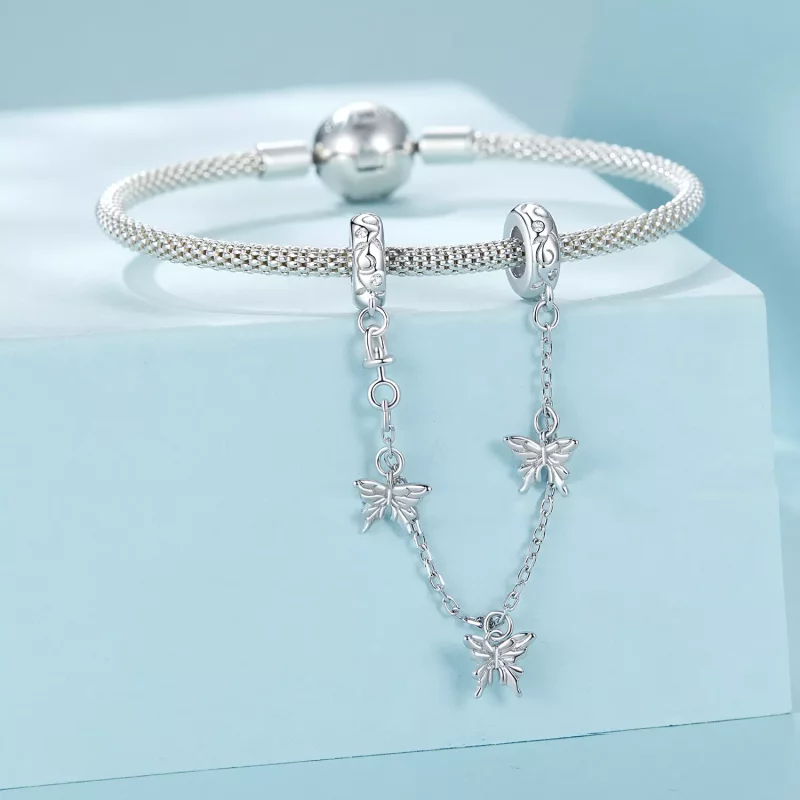 (imagen para) Cadena de seguridad con forma de mariposa estilo PANDORA - SCC2829 - Ver 3