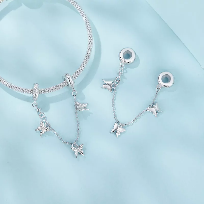 (imagen para) Cadena de seguridad con forma de mariposa estilo PANDORA - SCC2829 - Ver 4