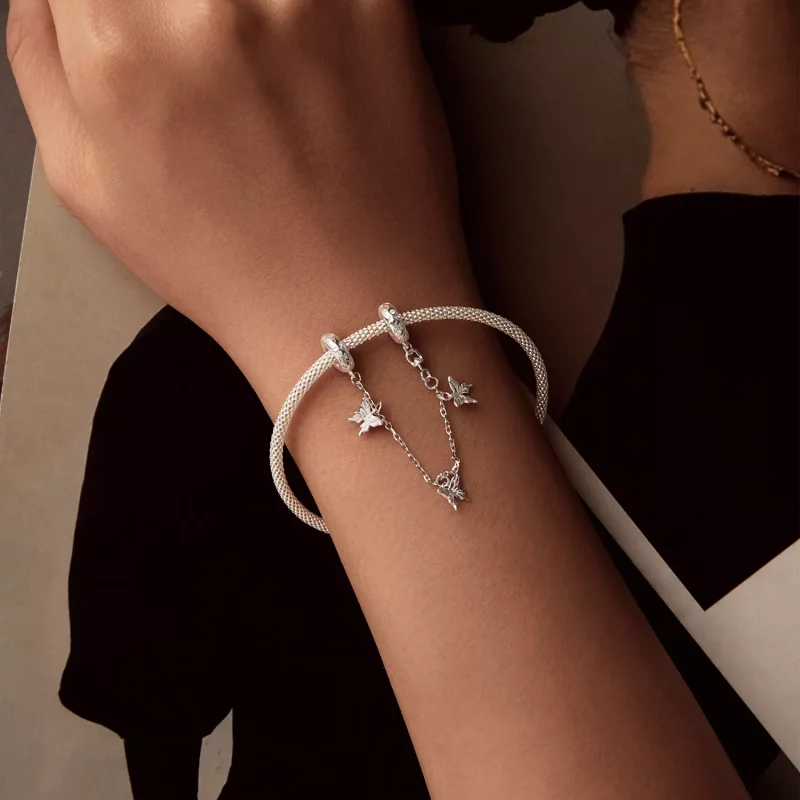 (imagen para) Cadena de seguridad con forma de mariposa estilo PANDORA - SCC2829 - Ver 5