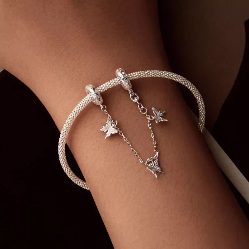 (imagen para) Cadena de seguridad con forma de mariposa estilo PANDORA - SCC2829 - Ver 6