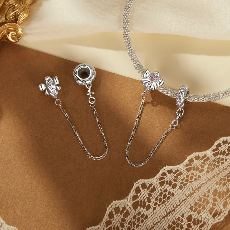 (imagen para) Cadena de seguridad de silicona con forma de lazo estilo PANDORA - BSC1053 - Ver 4