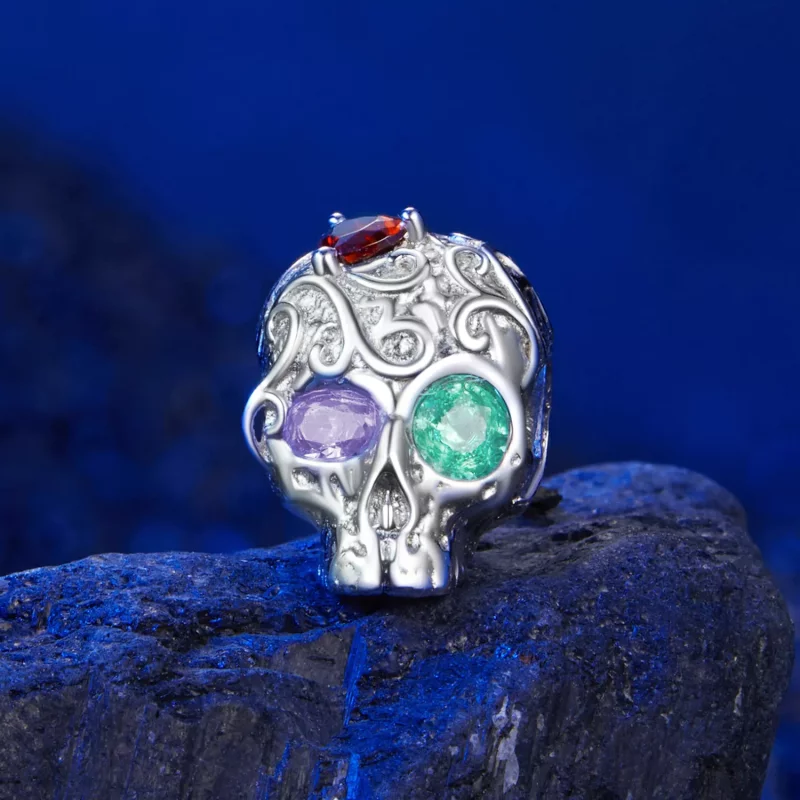 (imagen para) Calavera estilo PANDORA con estampado floral - SCC2893 - Ver 2