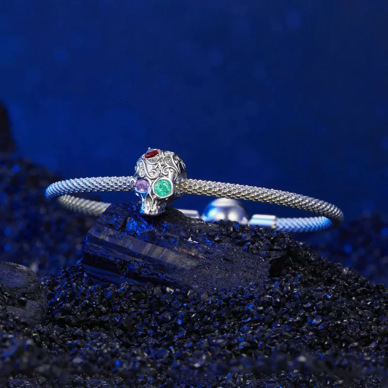 (imagen para) Calavera estilo PANDORA con estampado floral - SCC2893 - Ver 5