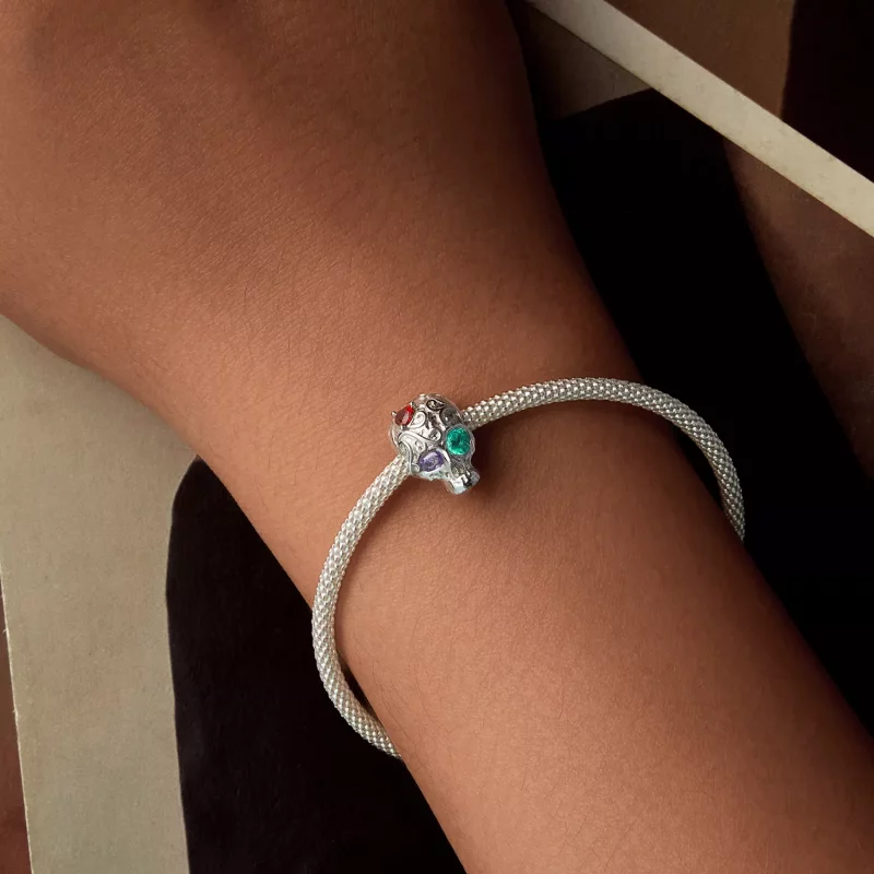 (imagen para) Calavera estilo PANDORA con estampado floral - SCC2893 - Ver 6