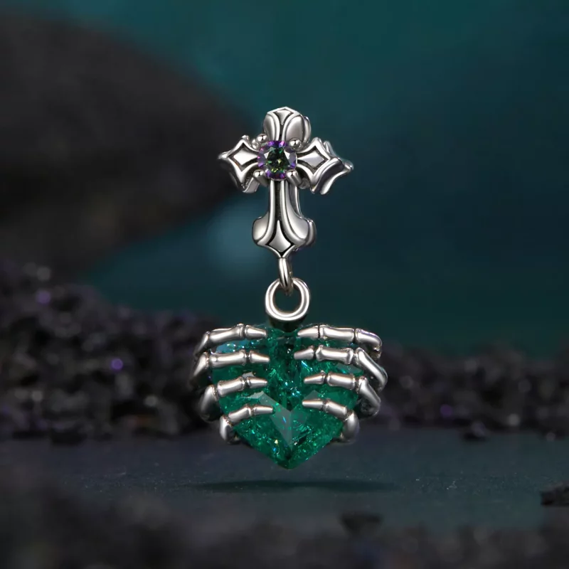 (imagen para) Colgante con forma de corazón y calavera estilo PANDORA - BSC1061 - Ver 2