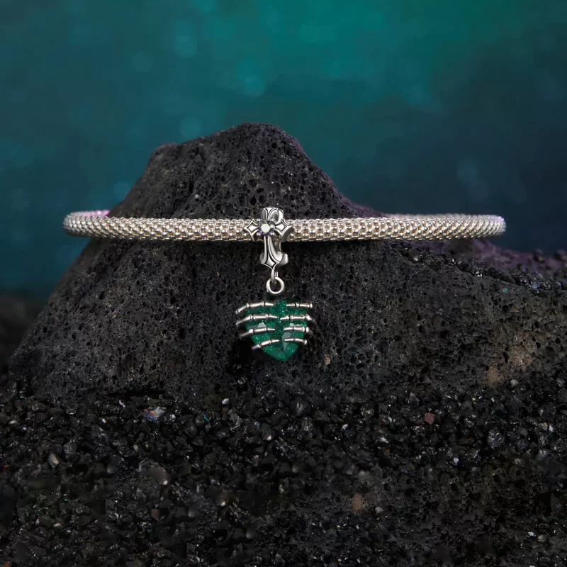 (imagen para) Colgante con forma de corazón y calavera estilo PANDORA - BSC1061 - Ver 4