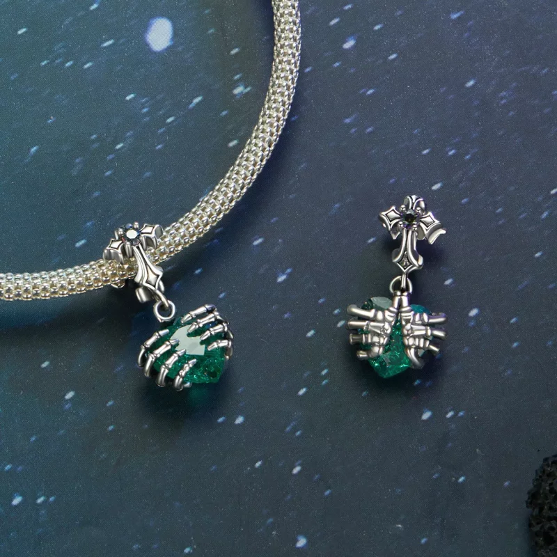(imagen para) Colgante con forma de corazón y calavera estilo PANDORA - BSC1061 - Ver 5