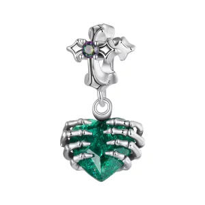 Colgante con forma de corazón y calavera estilo PANDORA - BSC1061 (imagen para) Colgante con forma de corazón y calavera estilo PANDORA - BSC1061