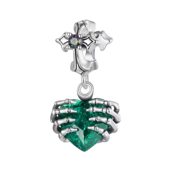 (imagen para) Colgante con forma de corazón y calavera estilo PANDORA - BSC1061