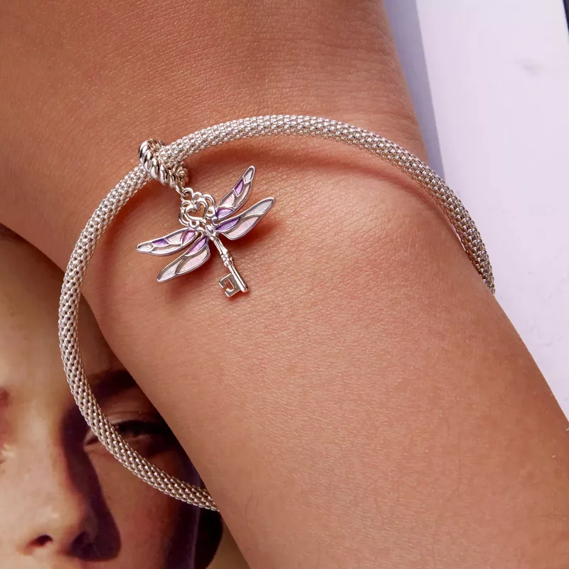 (imagen para) Colgante con forma de llave de libélula estilo PANDORA - BSC603 - Ver 6